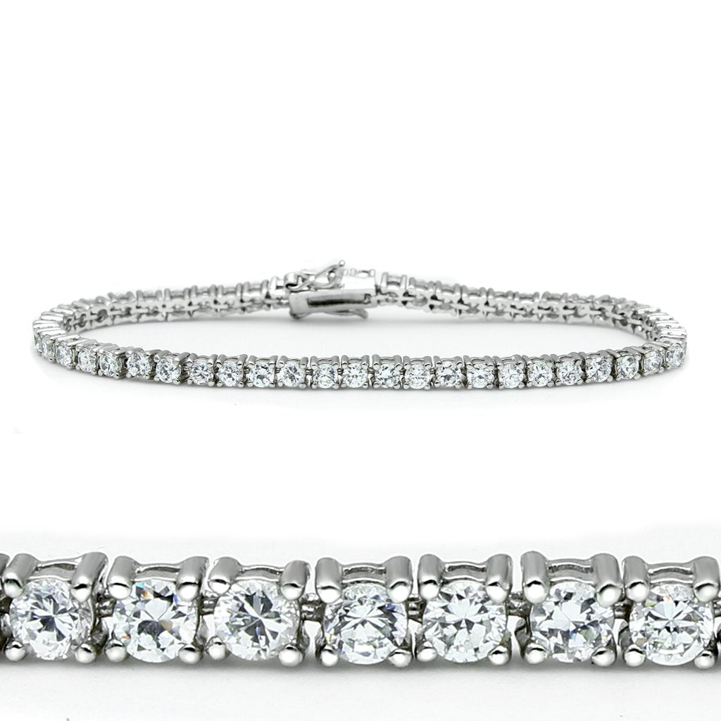 46905 - Rhodium Brass Bracelet with AAA Grade CZ  in Clear