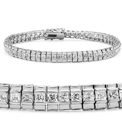 47304 - Rhodium Brass Bracelet with AAA Grade CZ  in Clear