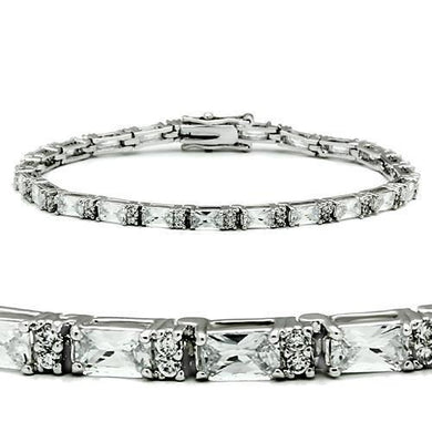 47401 - Rhodium Brass Bracelet with AAA Grade CZ  in Clear