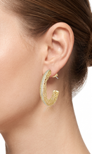 Load image into Gallery viewer, 4W050 - Earring, Brass, Imitation Gold ,AAA Grade CZ, Clear