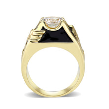 Load image into Gallery viewer, LO5M024 -Ion Gold Plated  Brass Ring with Clear CZ Stone