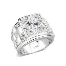 Load image into Gallery viewer, LO5M026-Rhodium Plated  Brass Ring with Clear CZ