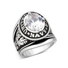 Load image into Gallery viewer, LO5M028-Rhodium  Plated  Brass Ring with Clear CZ