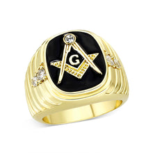 Load image into Gallery viewer, LO5M029-Ion Gold  Plated  Brass Ring with Black Epoxy