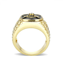 Load image into Gallery viewer, LO5M029-Ion Gold  Plated  Brass Ring with Black Epoxy