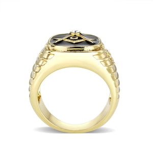 LO5M029-Ion Gold  Plated  Brass Ring with Black Epoxy