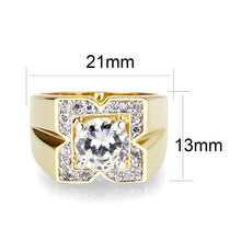 Load image into Gallery viewer, LO5M032-Ion Gold  Plated  Brass Ring with  Clear CZ