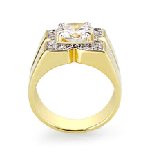 Load image into Gallery viewer, LO5M032-Ion Gold  Plated  Brass Ring with  Clear CZ