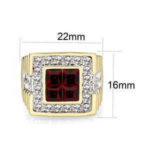 LO5M033-Ion Gold  Plated  Brass Ring with  Synthetic Glass Siam