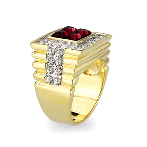 LO5M033-Ion Gold  Plated  Brass Ring with  Synthetic Glass Siam