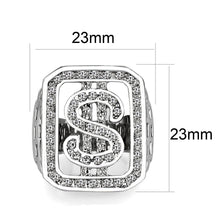Load image into Gallery viewer, LO5M034-Rhodium Plated  Brass Ring with  Synthetic Glass Clear