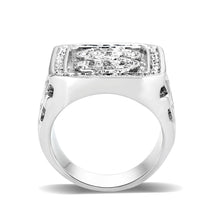 Load image into Gallery viewer, LO5M034-Rhodium Plated  Brass Ring with  Synthetic Glass Clear