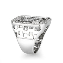 Load image into Gallery viewer, LO5M034-Rhodium Plated  Brass Ring with  Synthetic Glass Clear