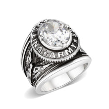 Load image into Gallery viewer, LO5M035-Rhodium Plated  Brass Ring with  CZ Clear