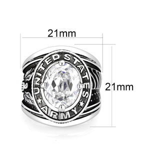 LO5M035-Rhodium Plated  Brass Ring with  CZ Clear