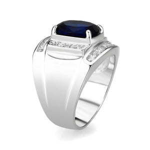 LO5M036-Rhodium Plated  Brass Ring with  Synthetic Glasses Montana