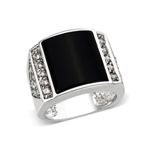 Load image into Gallery viewer, LO5M039-Rhodium Plated  Brass Ring with  Onyx