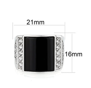 LO5M039-Rhodium Plated  Brass Ring with  Onyx
