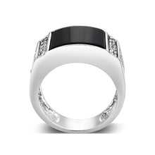 Load image into Gallery viewer, LO5M039-Rhodium Plated  Brass Ring with  Onyx