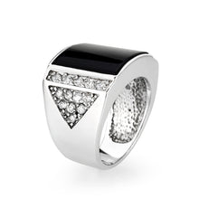 Load image into Gallery viewer, LO5M039-Rhodium Plated  Brass Ring with  Onyx
