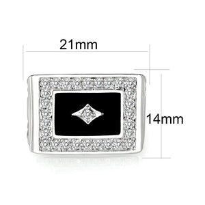 LO5M069 - Rhodium Plated Brass Ring with  Epoxy