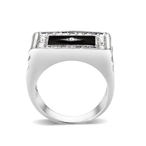 LO5M069 - Rhodium Plated Brass Ring with  Epoxy