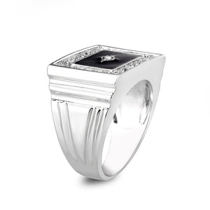 LO5M069 - Rhodium Plated Brass Ring with  Epoxy