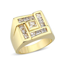 Load image into Gallery viewer, LO5M086 - Ion Gold Plating Brass Ring with AAA Grade CZ  in Clear