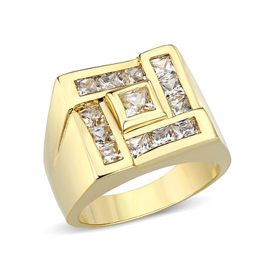 LO5M086 - Ion Gold Plating Brass Ring with AAA Grade CZ  in Clear