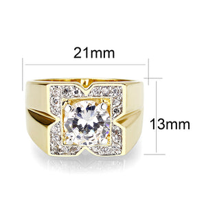 LO5M087 - Ion Gold Plating Brass Ring with AAA Grade CZ  in Clear