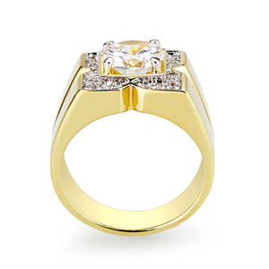 LO5M087 - Ion Gold Plating Brass Ring with AAA Grade CZ  in Clear