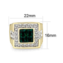 Load image into Gallery viewer, LO5M088 - Ion Gold Plating Brass Ring with Synthetic Glass  in Green