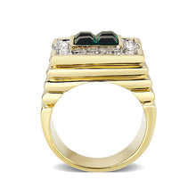 Load image into Gallery viewer, LO5M088 - Ion Gold Plating Brass Ring with Synthetic Glass  in Green