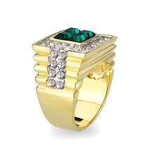 Load image into Gallery viewer, LO5M088 - Ion Gold Plating Brass Ring with Synthetic Glass  in Green