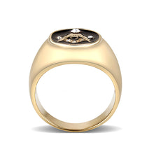 Load image into Gallery viewer, LO5M089 - IP Gold(Ion Plating) Brass Ring with Epoxy  in Jet