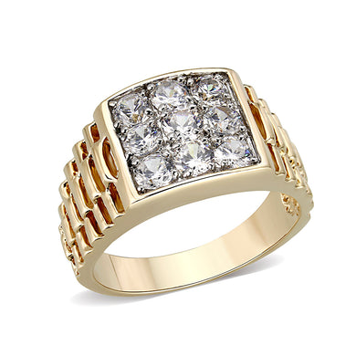 LO5M091 - Ion Gold Plating Brass Ring with AAA Grade CZ  in Clear