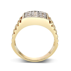 LO5M091 - Ion Gold Plating Brass Ring with AAA Grade CZ  in Clear