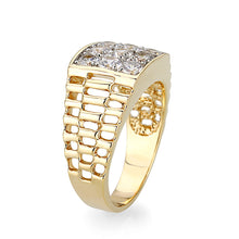 Load image into Gallery viewer, LO5M091 - Ion Gold Plating Brass Ring with AAA Grade CZ  in Clear