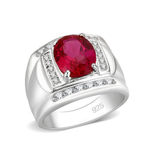 Load image into Gallery viewer, LO5S092 -  Sterling Silver Ring with CZ  in Red No Plated