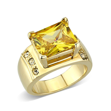 LO5W101- IP Gold Plated Ring with CZ In Topaz