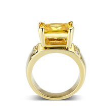 Load image into Gallery viewer, LO5W101- IP Gold Plated Ring with CZ In Topaz