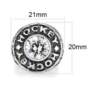 LO5S162- Sterling Silver   Ring with Clear CZ   High Polished(No Plated)