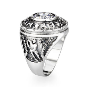 LO5S162- Sterling Silver   Ring with Clear CZ   High Polished(No Plated)