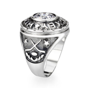 LO5S162- Sterling Silver   Ring with Clear CZ   High Polished(No Plated)