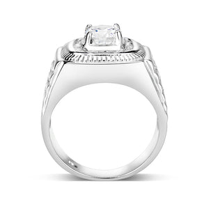LO5S163- Sterling Silver   Ring with Clear CZ   High Polished(No Plated)