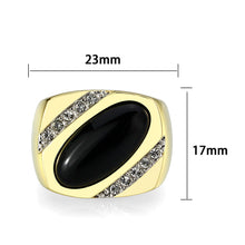 Load image into Gallery viewer, LO5M183-Ion Gold  Plated  Brass Ring with Black Onyx