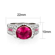 Load image into Gallery viewer, LO5W040 - Rhodium Brass Ring with CZ in Red