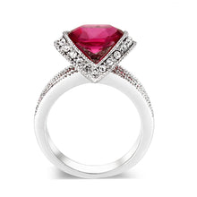 Load image into Gallery viewer, LO5W040 - Rhodium Brass Ring with CZ in Red