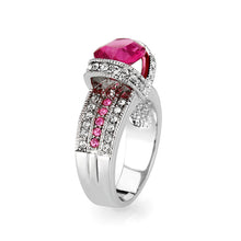 Load image into Gallery viewer, LO5W040 - Rhodium Brass Ring with CZ in Red