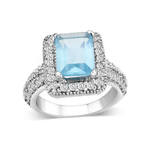 Load image into Gallery viewer, LO5W042- Rhodium Plated Brass Ring with CZ In AQ